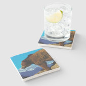 Grizzlybär Steinuntersetzer (Seitenansicht)