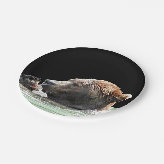 Grizzlybär-Teller Pappteller (Schrägansicht)