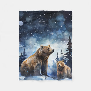 Grizzlybär und Baby Fleecedecke
