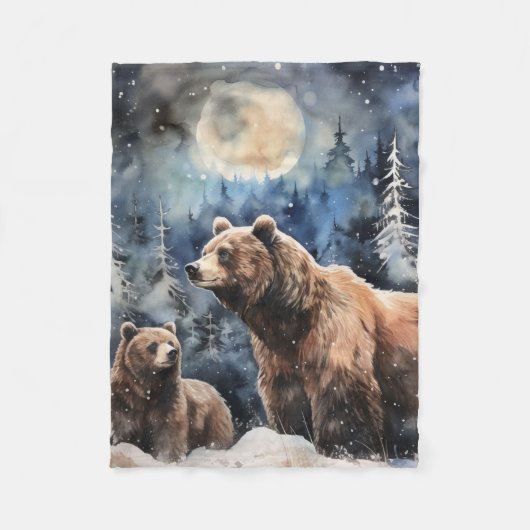 Grizzlybär und Baby Fleecedecke (Vorderseite)