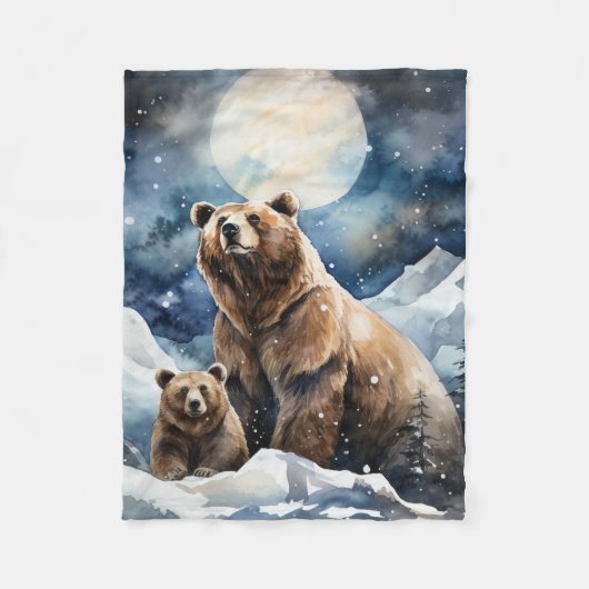 Grizzlybär und Baby Fleecedecke (Vorderseite)