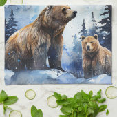 Grizzlybär und Baby Geschirrtuch (Gefaltet)