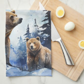 Grizzlybär und Baby Geschirrtuch (Viertel Falte)