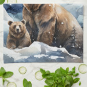 Grizzlybär und Baby Geschirrtuch (Gefaltet)