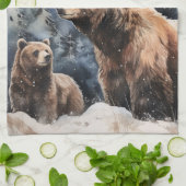 Grizzlybär und Baby Geschirrtuch (Gefaltet)