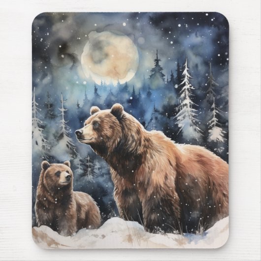 Grizzlybär und Baby Mousepad (Vorne)
