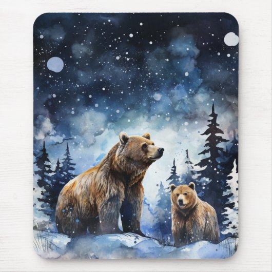 Grizzlybär und Baby Mousepad (Vorne)