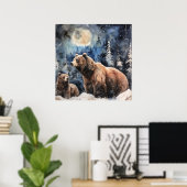 Grizzlybär und Baby Poster (Heimbüro)