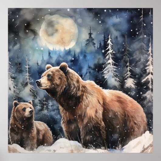Grizzlybär und Baby Poster (Vorne)