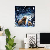 Grizzlybär und Baby Poster (Heimbüro)