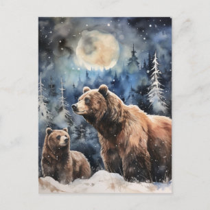 Grizzlybär und Baby Postkarte