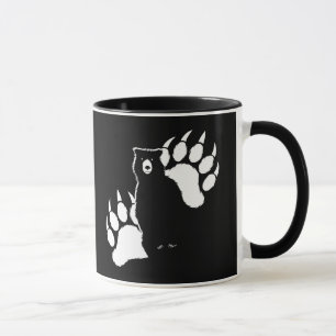Grizzlybär und Fußabdrücke Graphic Design Tasse