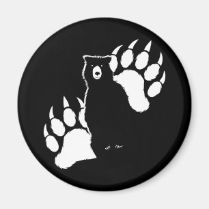Grizzlybär und Fußspuren Graphic Design Magnet