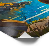 Grizzlybär und Nordlichtkunst Poster (Ecke)