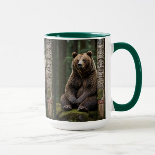 Grizzlybär und Totem Pole Art Tasse (Rechts)