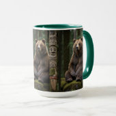 Grizzlybär und Totem Pole Art Tasse (VorderseiteRechts)