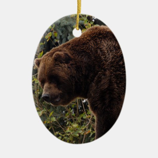 Grizzlybär-Weihnachtsverzierung Keramik Ornament (Vorne)