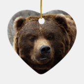 Grizzlybär-Weihnachtsverzierung Keramik Ornament (Hinten)