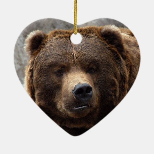 Grizzlybär-Weihnachtsverzierung Keramik Ornament (Hinten)