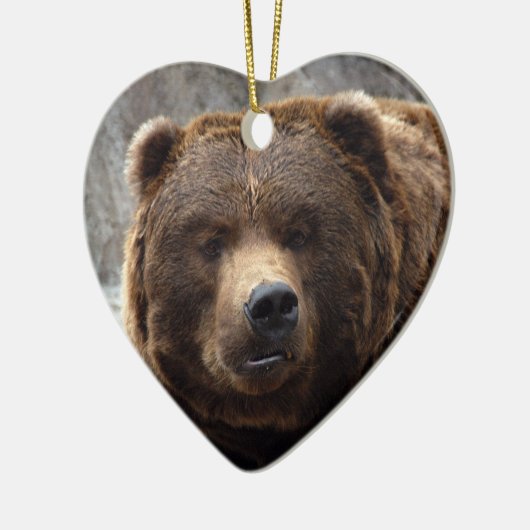 Grizzlybär-Weihnachtsverzierung Keramik Ornament (Links)