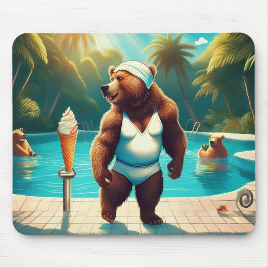 Grizzlybären am Pool Mousepad (Vorne)