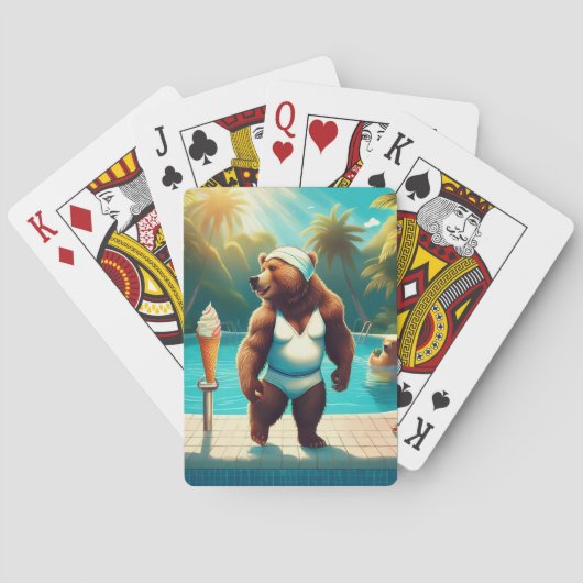 Grizzlybären am Pool Spielkarten (Rückseite)