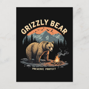 Grizzlybären bewahren und schützen feiertagspostkarte