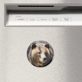 Grizzlybären-Portrait Magnet (In Situ (Geschirrspüler))