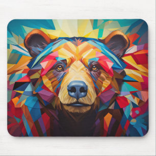 Grizzlybären-Tierportrait Farbige Malerei Mousepad