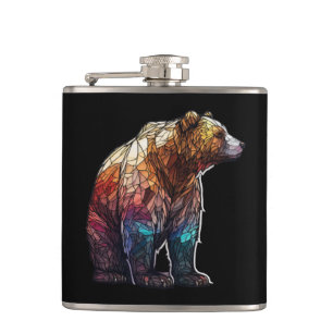 Grizzlybären-Tierportrait Gesteinigter Glaswald Flachmann