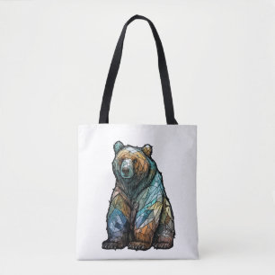 Grizzlybären-Tierportrait Gesteinigter Glaswald Tasche