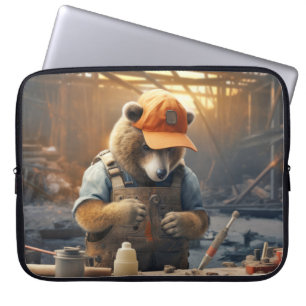 Grizzy Bär Animal Fun Work Handyman Happy Time Laptopschutzhülle
