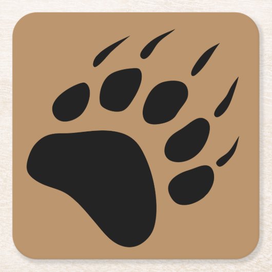 Grizzy Bär Black Paw Print Barware Rechteckiger Pappuntersetzer (Vorderseite)