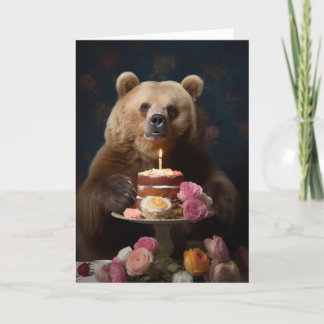 Grizzy Bär mit Geburtstagskarte Dankeskarte