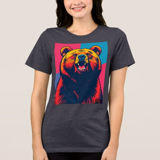 Grizzy Bär Pop Art Tri-Blend Shirt (Vorderseite)