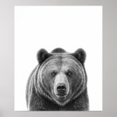 Grizzy Bar Portrait Woodland Schwarz-weiß Poster (Vorne)