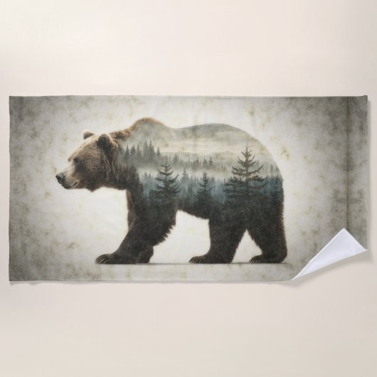Grizzy Bar Wilderness Art Strandtuch (Vorderseite)