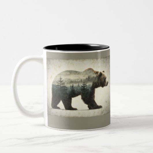Grizzy Bar Wilderness Art Zweifarbige Tasse (Links)