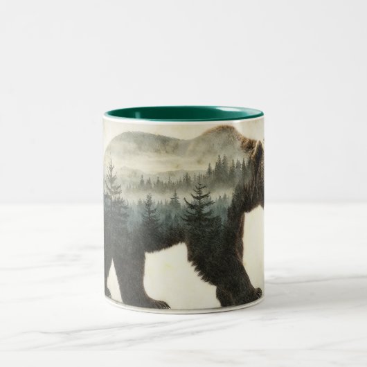 Grizzy Bar Wilderness Art Zweifarbige Tasse (Mittel)