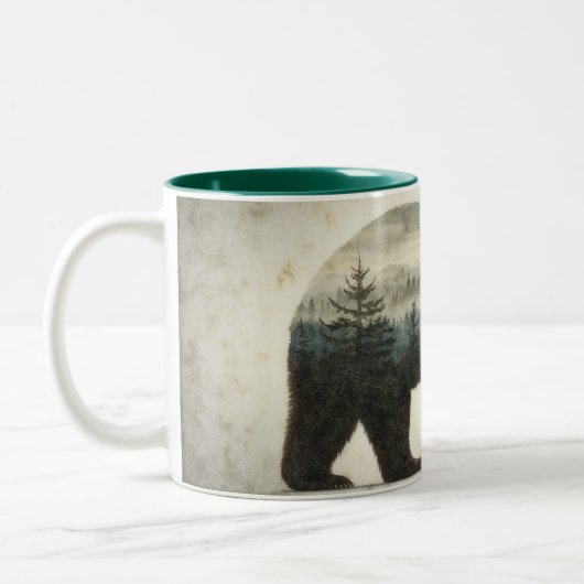 Grizzy Bar Wilderness Art Zweifarbige Tasse (Links)