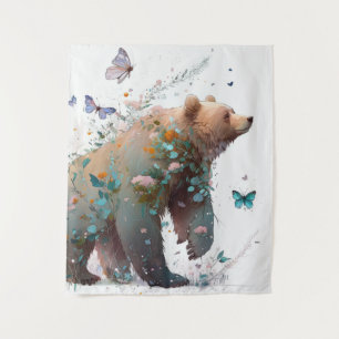 Grizzy Bären Portrait Tiermalerei Kunst, Dichtung Wandteppich