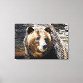 Grizzy Bären Profil Wrapped Canvas Print Leinwanddruck (Vorderseite)