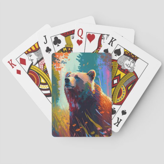 Grizzy Bear Animal Portrait Malerei Art Spielkarten (Rückseite)