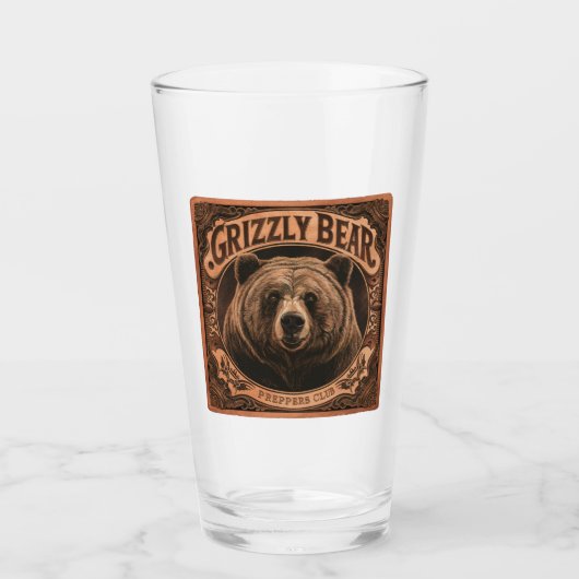 Grizzy Bear Preppers Club Glas (Vorderseite)