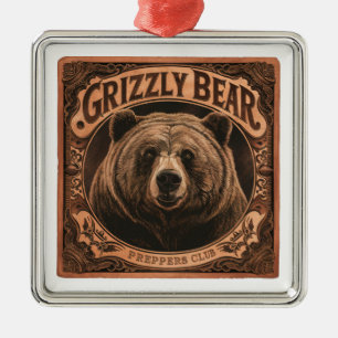 Grizzy Bear Preppers Club Ornament Aus Metall