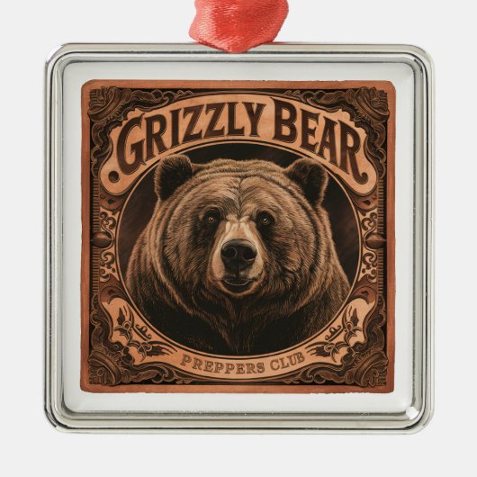 Grizzy Bear Preppers Club Ornament Aus Metall (Vorne)