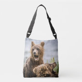 Grizzy Cubs suchen nach ihrer Mutter Tragetaschen Mit Langen Trägern (Vorderseite)