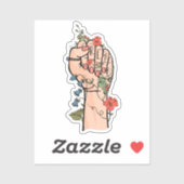 GRL Power Hand Blume rote Nägel Efeu Blitzbolzen Aufkleber (Blatt)