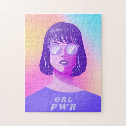 GRL Power Typografie & Girl Feminist Lila Messe Puzzle (Vertikal)