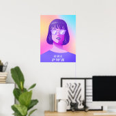 GRL Power Typography & Girl Feminist Purple Hair Poster (Heimbüro)